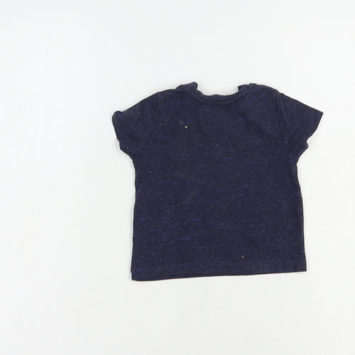 Primark Baby Blue  Cotton Pullover T-Shirt Size 3-6 Months Crew Neck Snap - Swim Crew