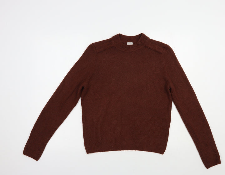 H&M Womens Brown Crew Neck  Acetate Pullover Jumper Size S