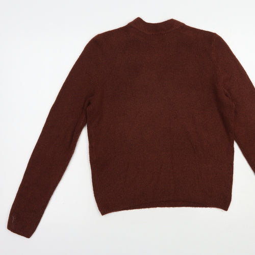 H&M Womens Brown Crew Neck  Acetate Pullover Jumper Size S