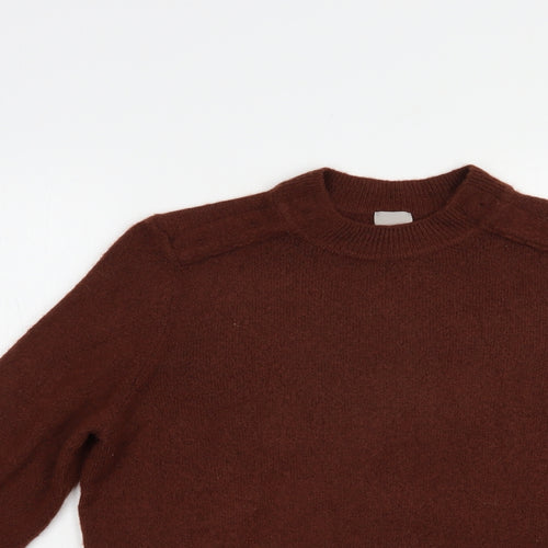 H&M Womens Brown Crew Neck  Acetate Pullover Jumper Size S