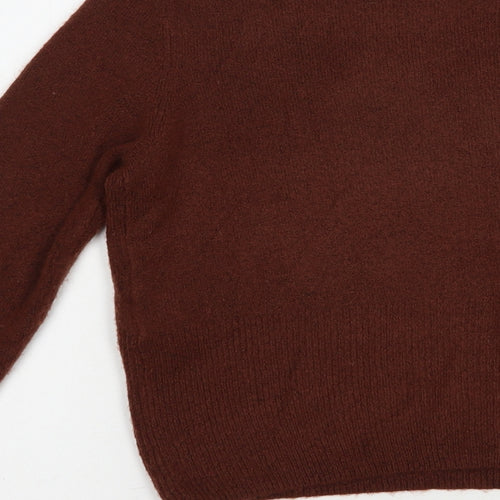 H&M Womens Brown Crew Neck  Acetate Pullover Jumper Size S