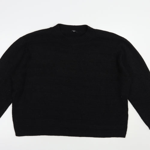 Pep & Co Womens Black Crew Neck  Acrylic Pullover Jumper Size 18
