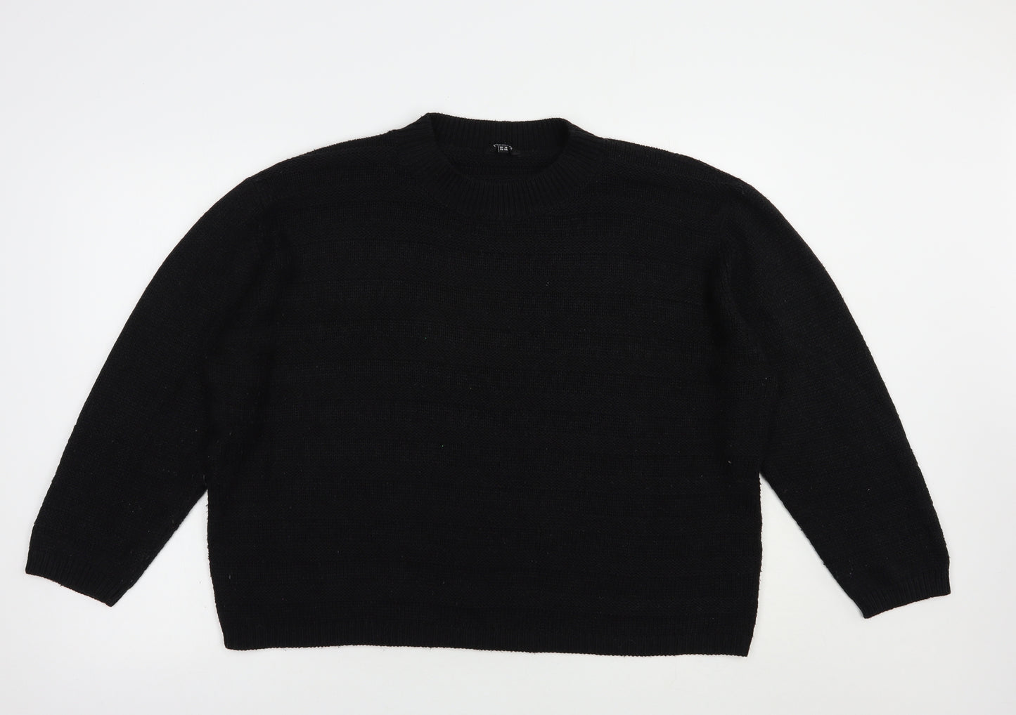 Pep & Co Womens Black Crew Neck  Acrylic Pullover Jumper Size 18