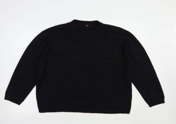 Pep & Co Womens Black Crew Neck  Acrylic Pullover Jumper Size 18