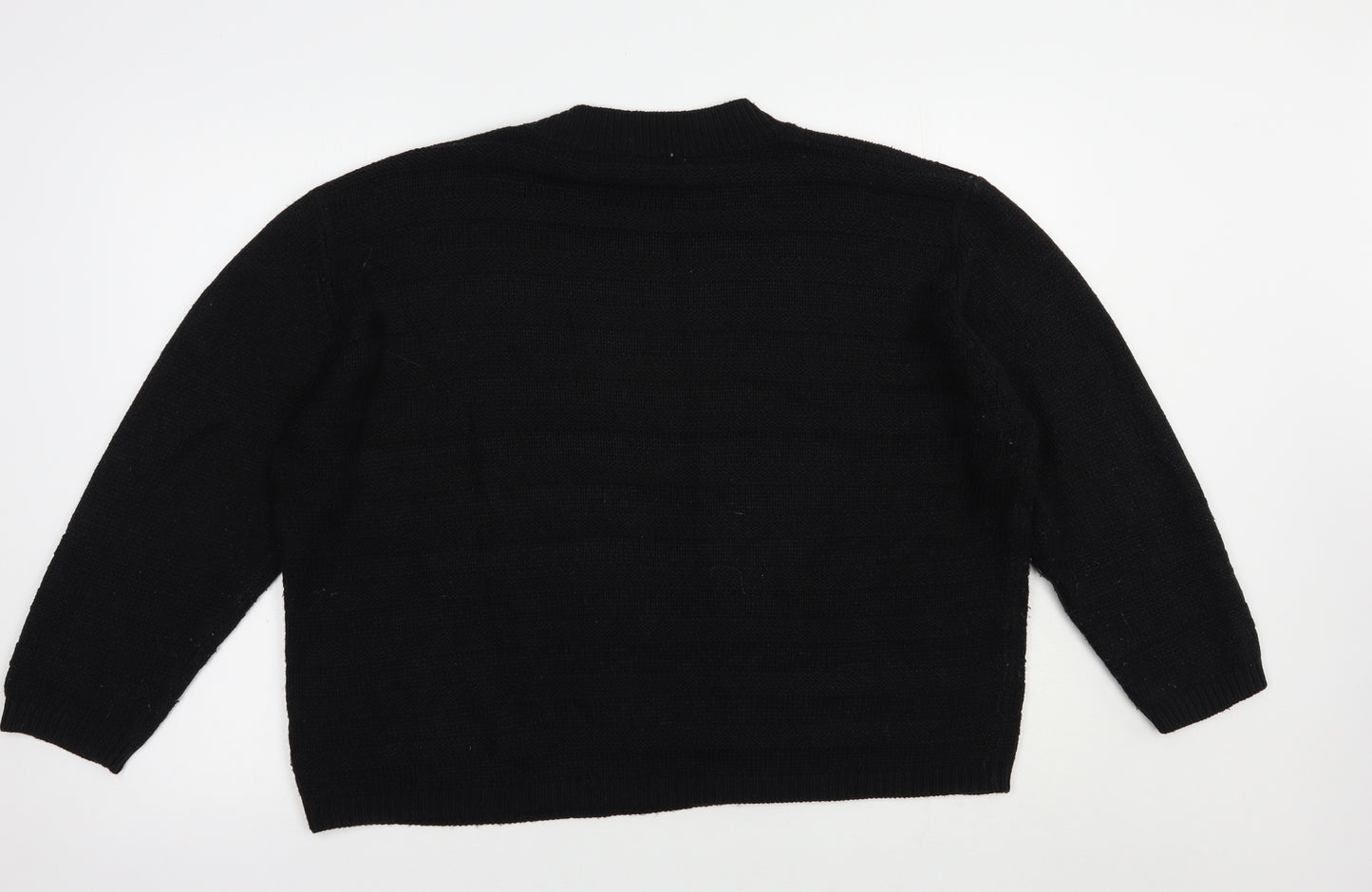 Pep & Co Womens Black Crew Neck  Acrylic Pullover Jumper Size 18