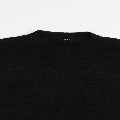 Pep & Co Womens Black Crew Neck  Acrylic Pullover Jumper Size 18