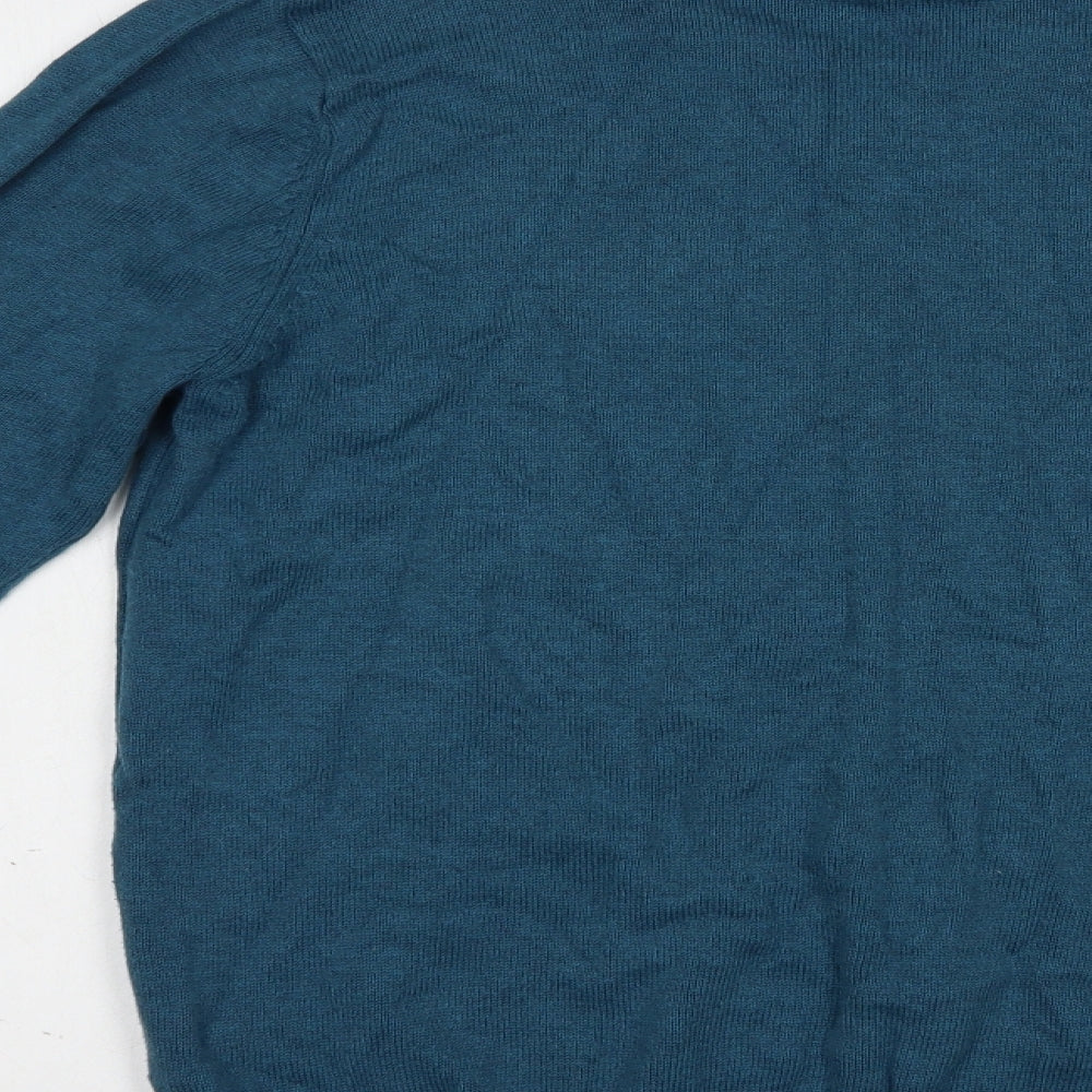 Marks and Spencer Mens Green V-Neck  Cotton Pullover Jumper Size M