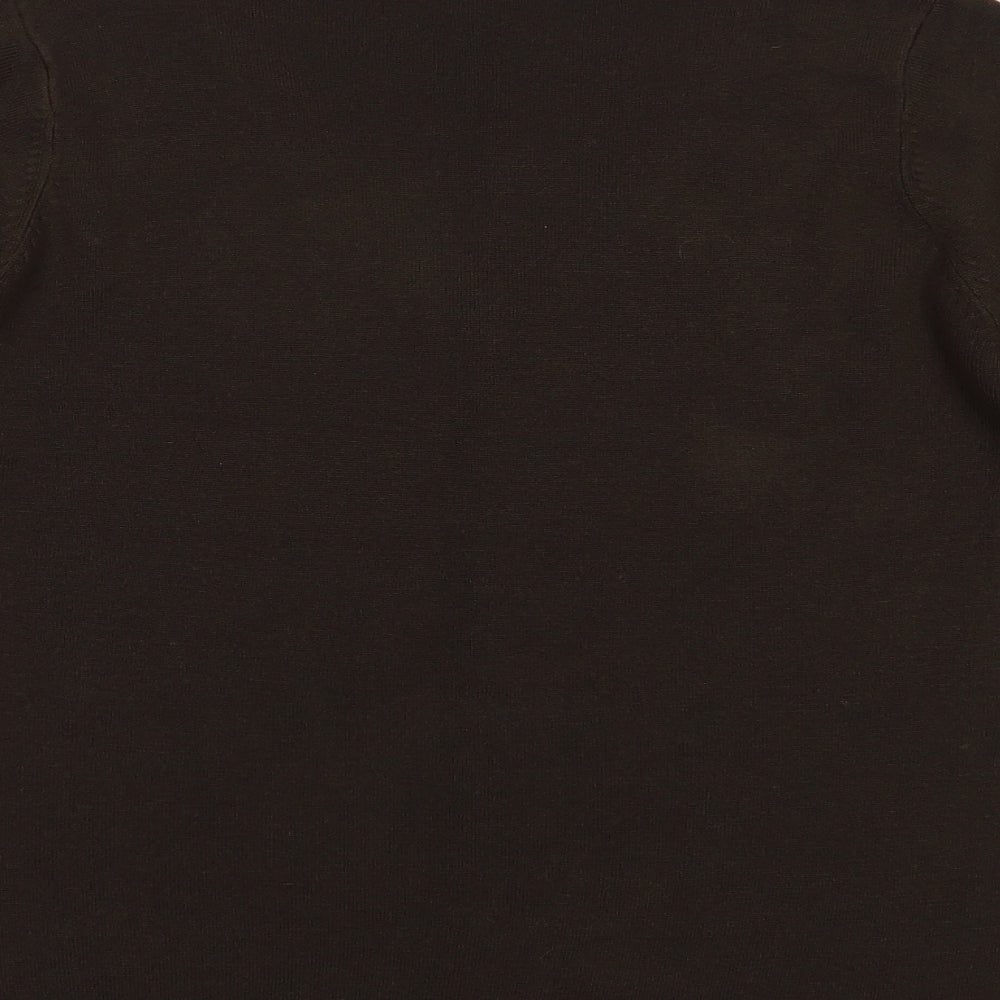 TU Womens Brown V-Neck  Acrylic Pullover Jumper Size 14