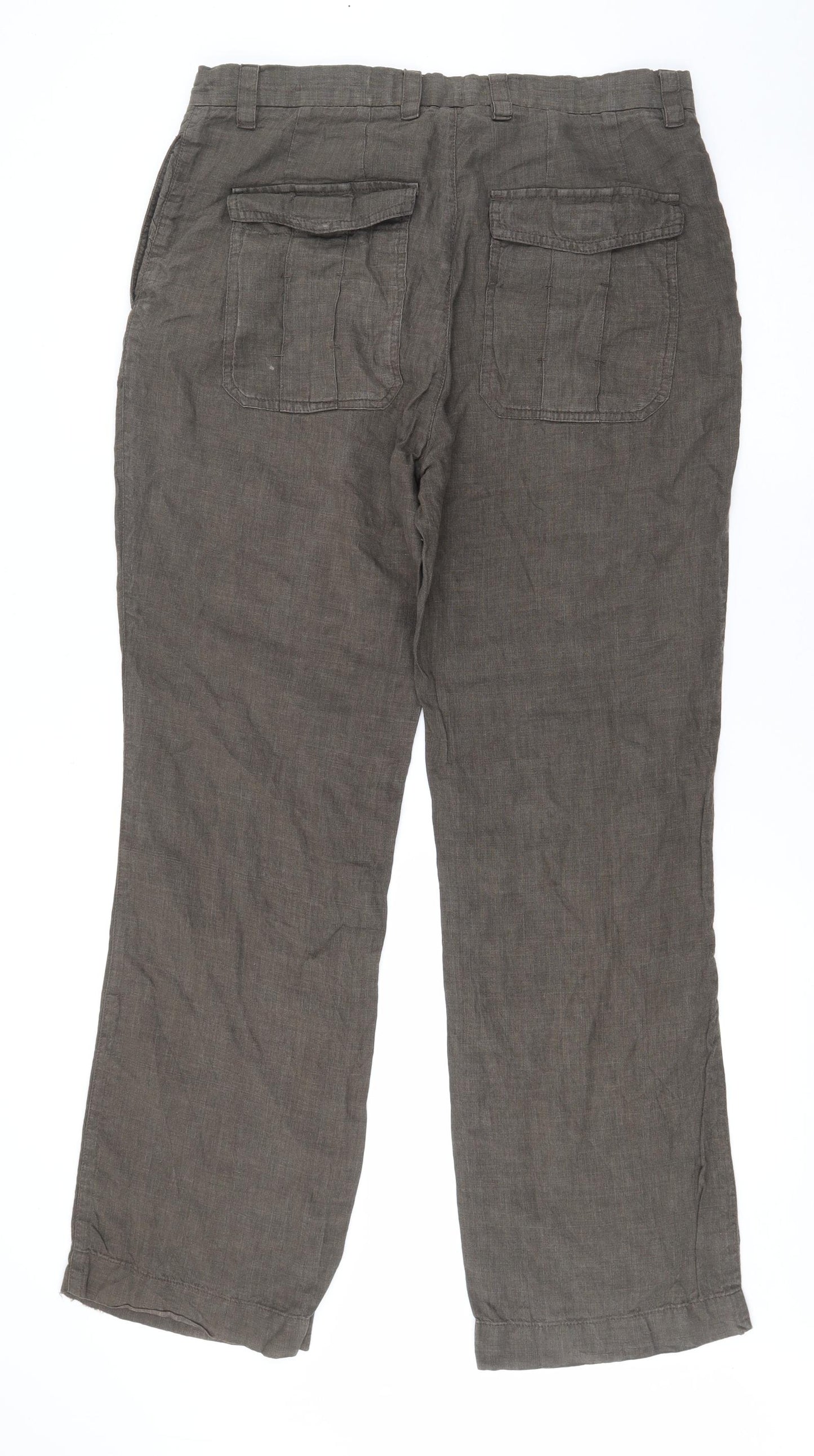 NEXT Mens Green  Linen Trousers  Size 32 in L30 in Regular  - Khaki