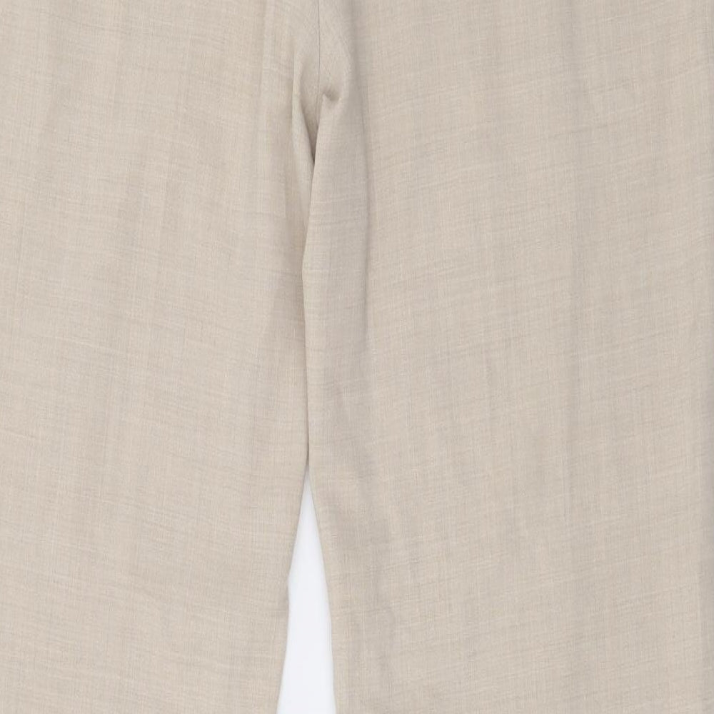 Marks and Spencer Womens Beige  Polyester Trousers  Size 14 L32 in Regular