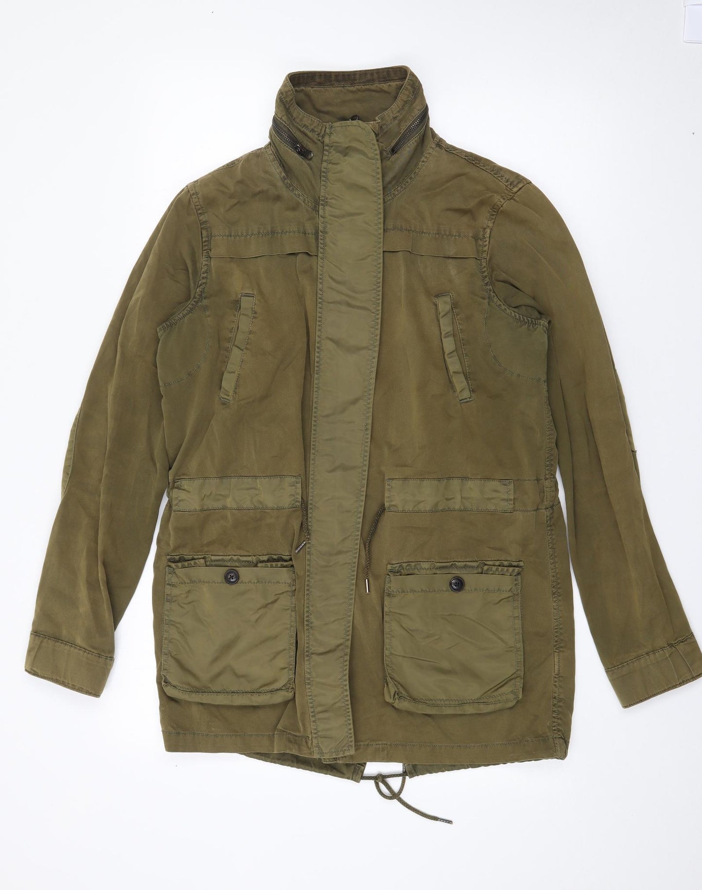 Zara Woman Womens Green   Military Jacket Jacket Size 8   - Utility Jacket, Multiple Pockets