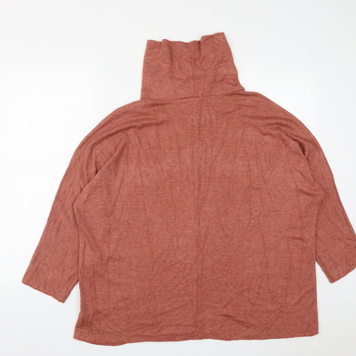 Made in Italy Womens Brown  Viscose Basic T-Shirt Size L High Neck