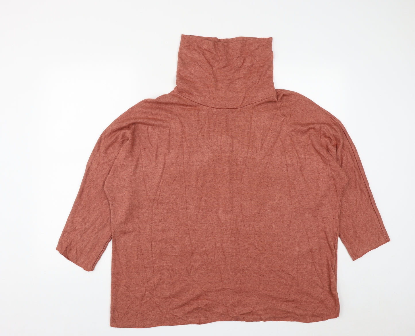 Made in Italy Womens Brown  Viscose Basic T-Shirt Size L High Neck
