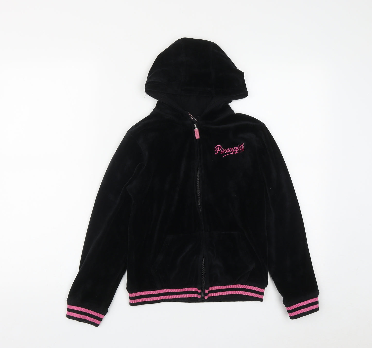 Pineapple Girls Black  Polyester Full Zip Hoodie Size 10-11 Years  Zip