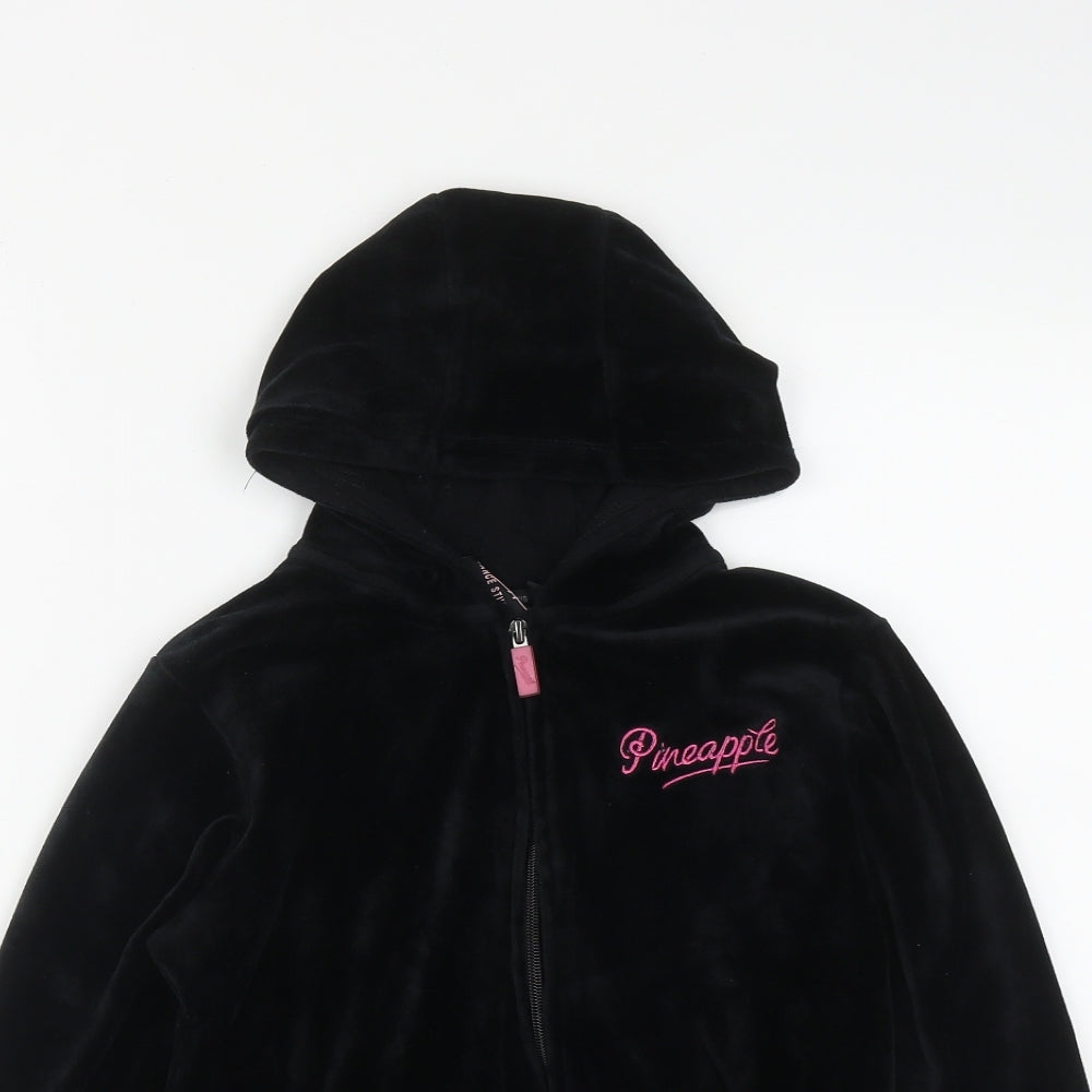 Pineapple Girls Black  Polyester Full Zip Hoodie Size 10-11 Years  Zip