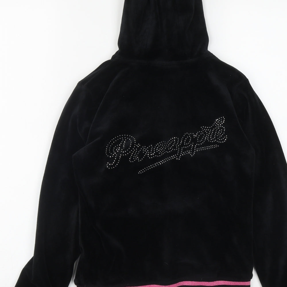 Pineapple Girls Black  Polyester Full Zip Hoodie Size 10-11 Years  Zip