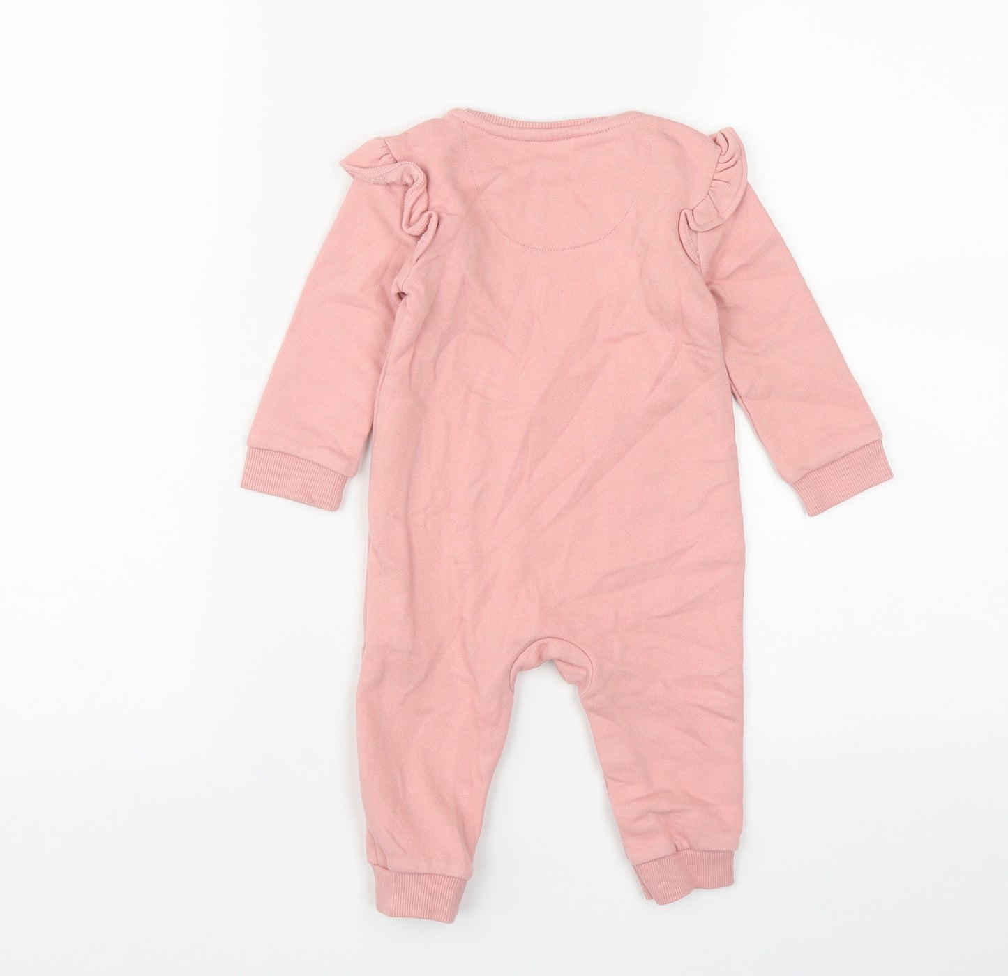 F&F Girls Pink  Cotton Babygrow One-Piece Size 6-9 Months  Snap