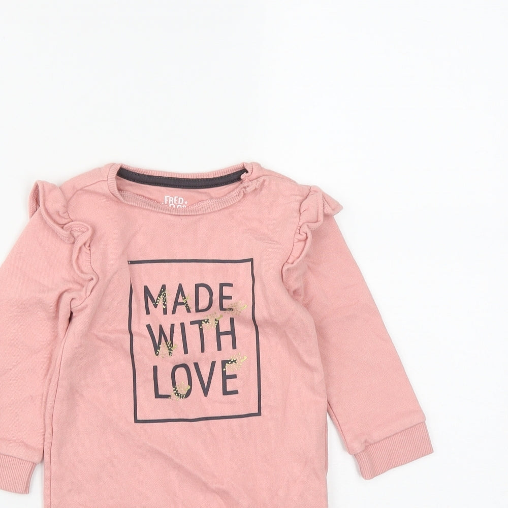 F&F Girls Pink  Cotton Babygrow One-Piece Size 6-9 Months  Snap