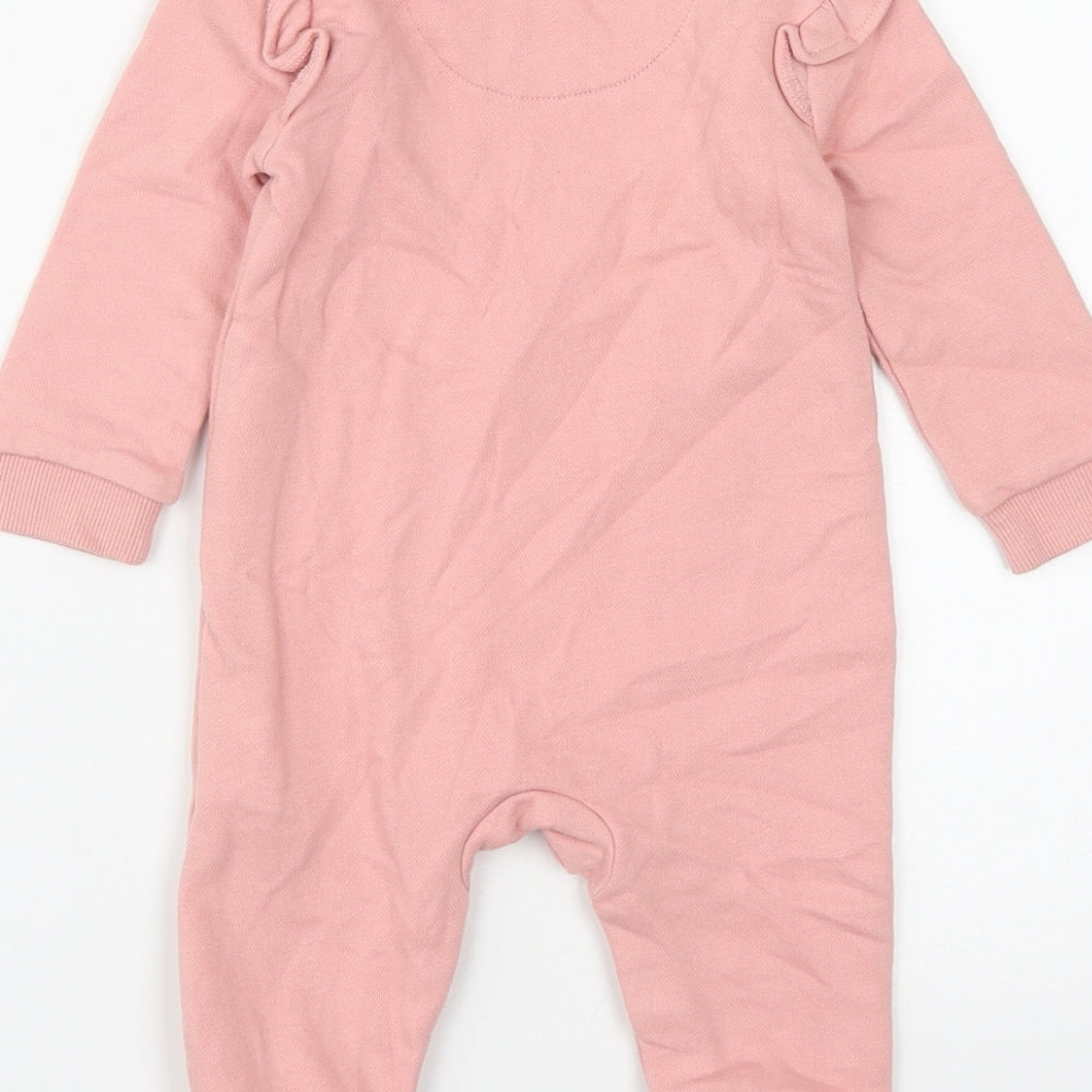 F&F Girls Pink  Cotton Babygrow One-Piece Size 6-9 Months  Snap