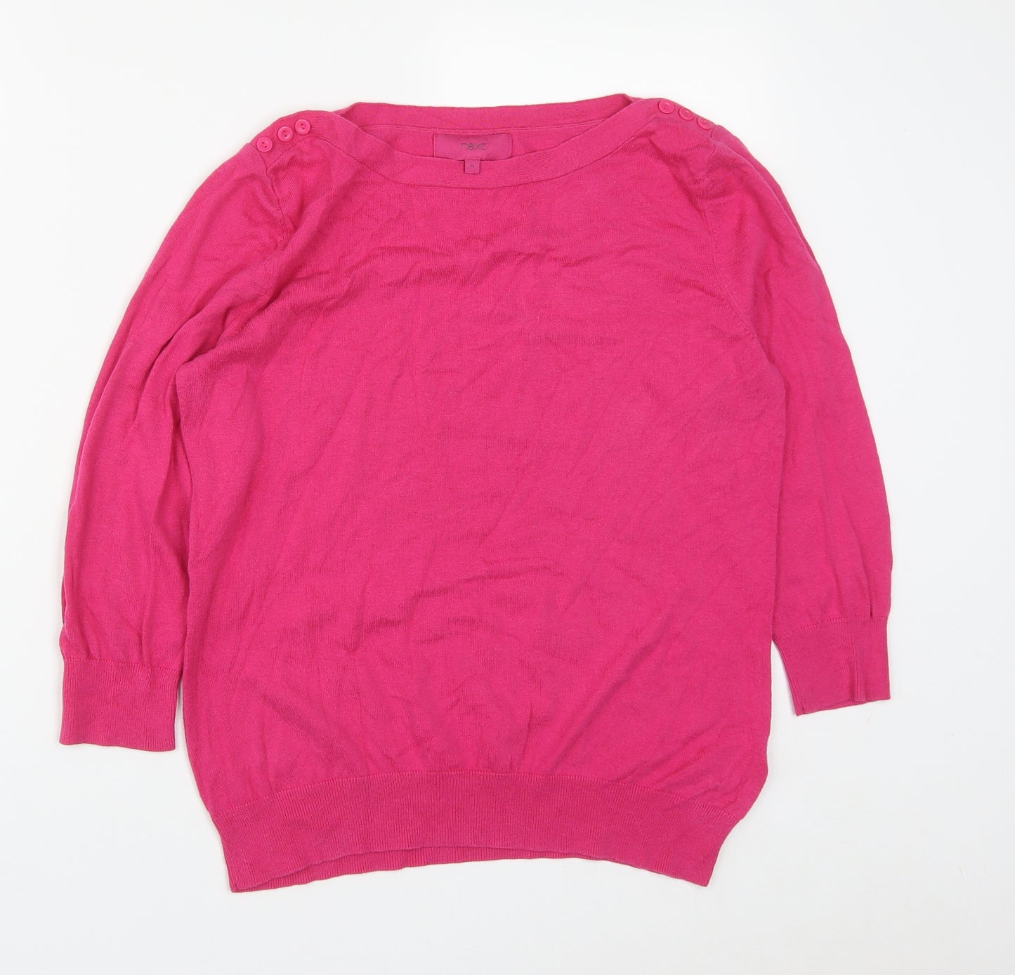 NEXT Womens Pink Cowl Neck  Cotton Pullover Jumper Size 14