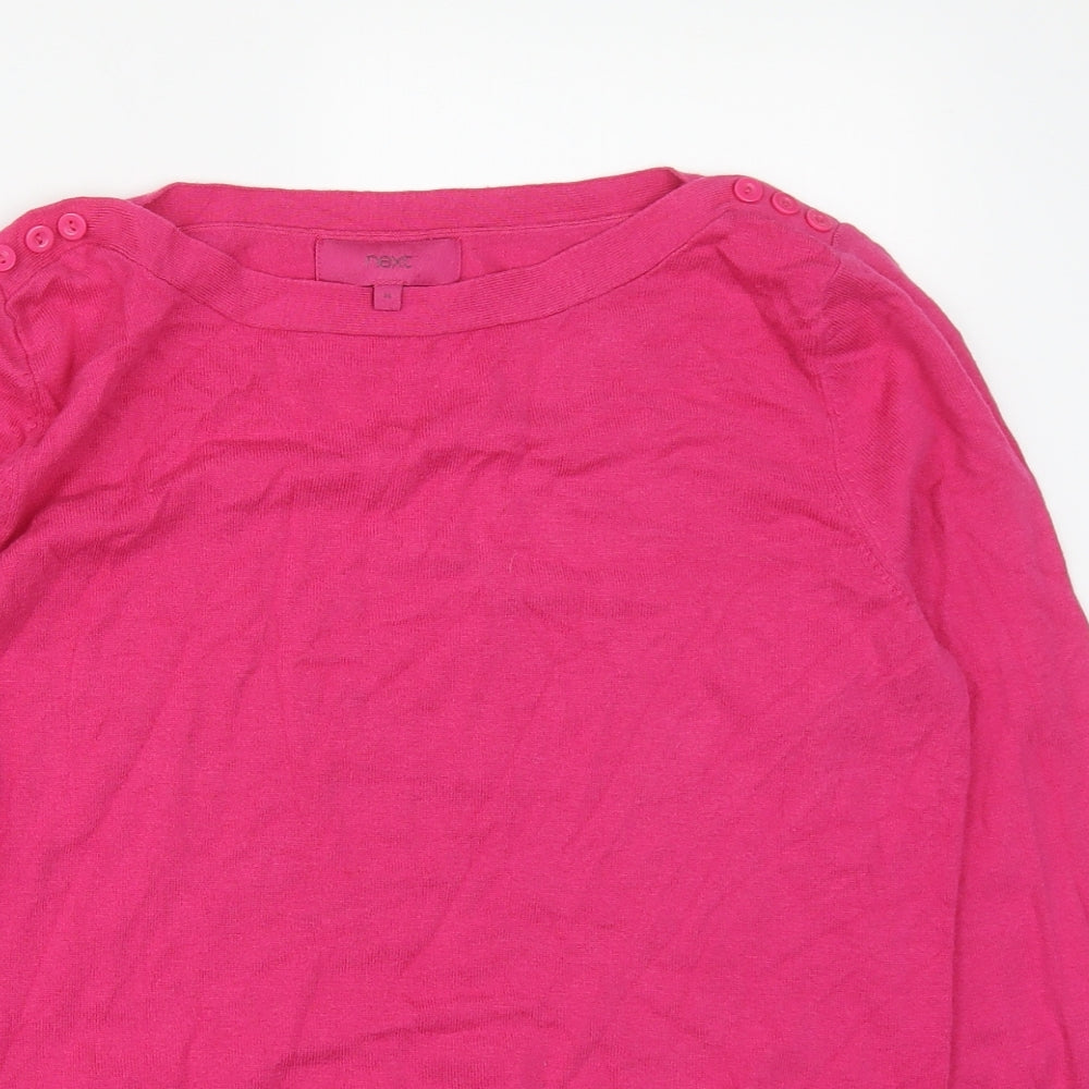 NEXT Womens Pink Cowl Neck  Cotton Pullover Jumper Size 14