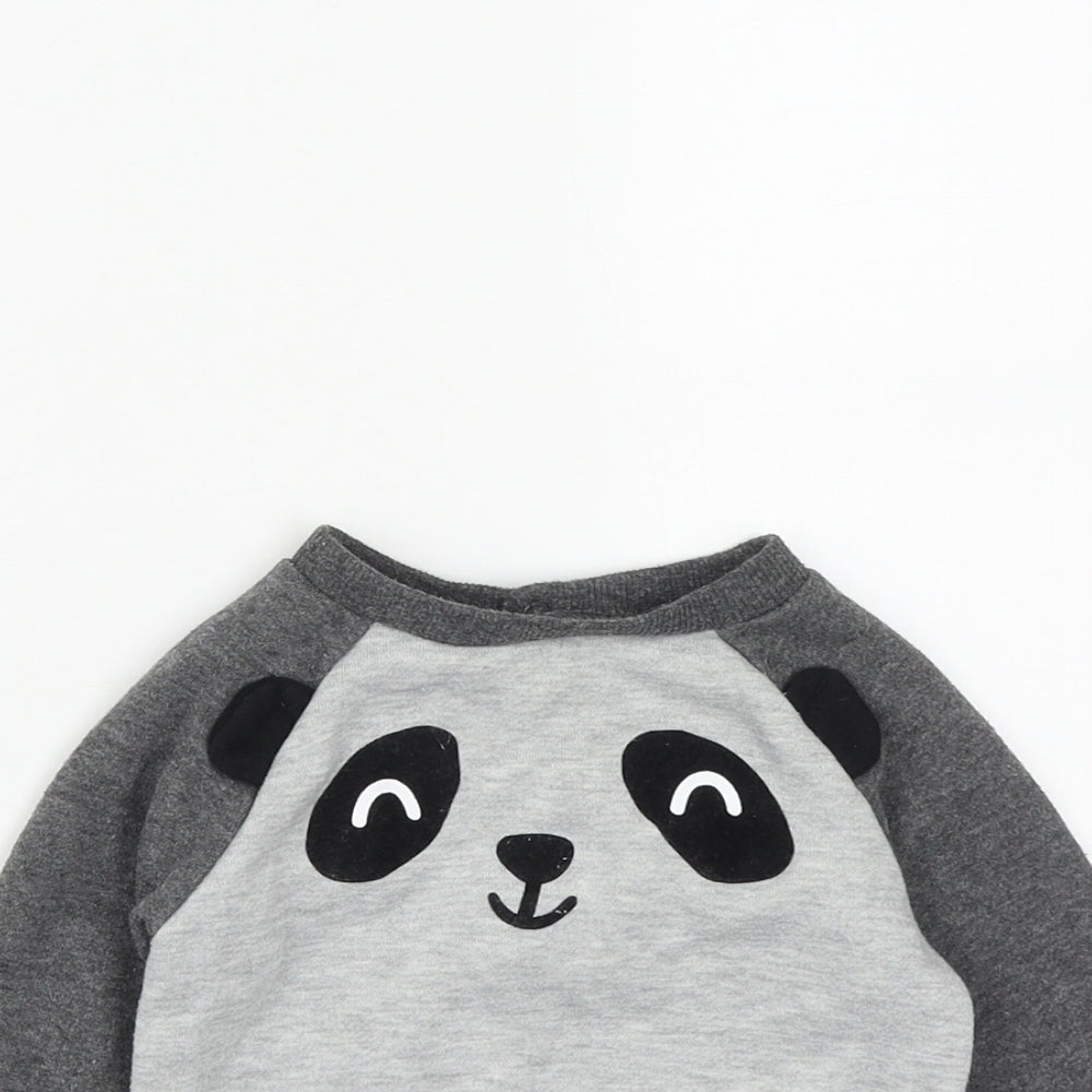 Primark Baby Grey  Cotton Pullover Jumper Size 6-9 Months  Snap - Bear Print