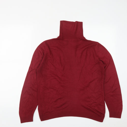 Marks and Spencer Womens Red High Neck  Acrylic Pullover Jumper Size 14
