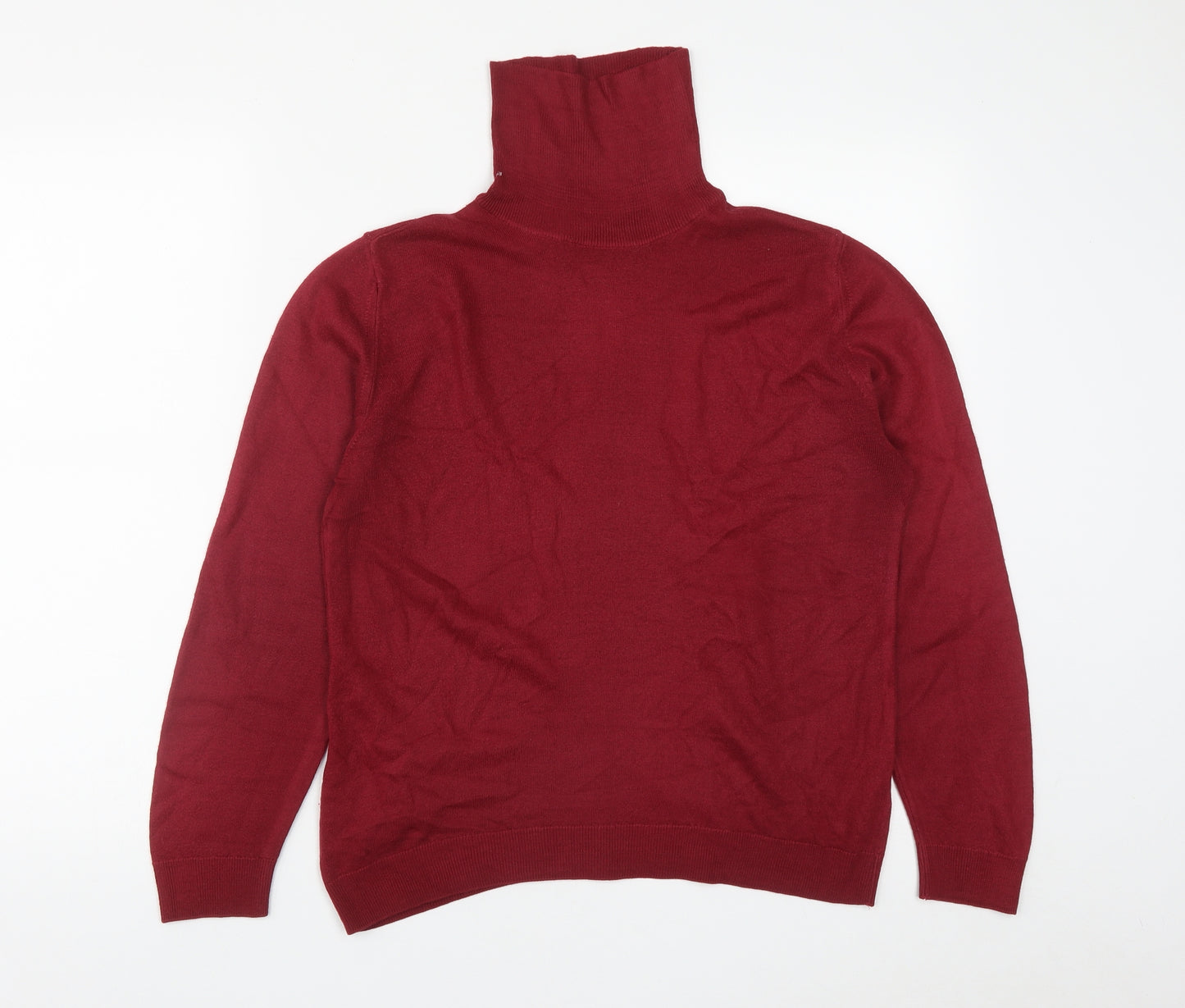 Marks and Spencer Womens Red High Neck  Acrylic Pullover Jumper Size 14