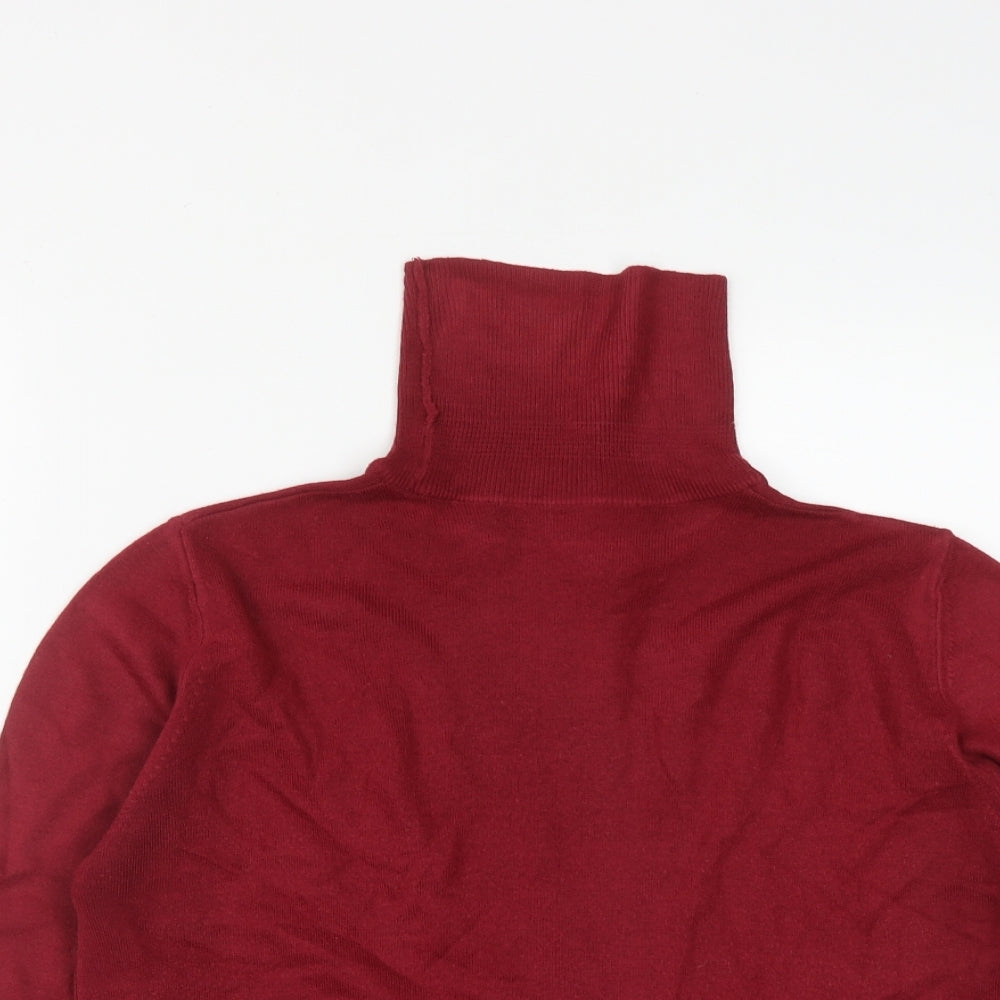Marks and Spencer Womens Red High Neck  Acrylic Pullover Jumper Size 14
