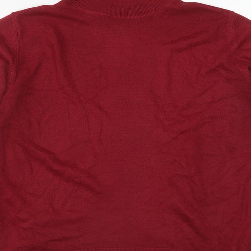 Marks and Spencer Womens Red High Neck  Acrylic Pullover Jumper Size 14