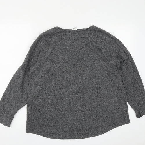 River Island Womens Grey Round Neck  Polyester Pullover Jumper Size 16