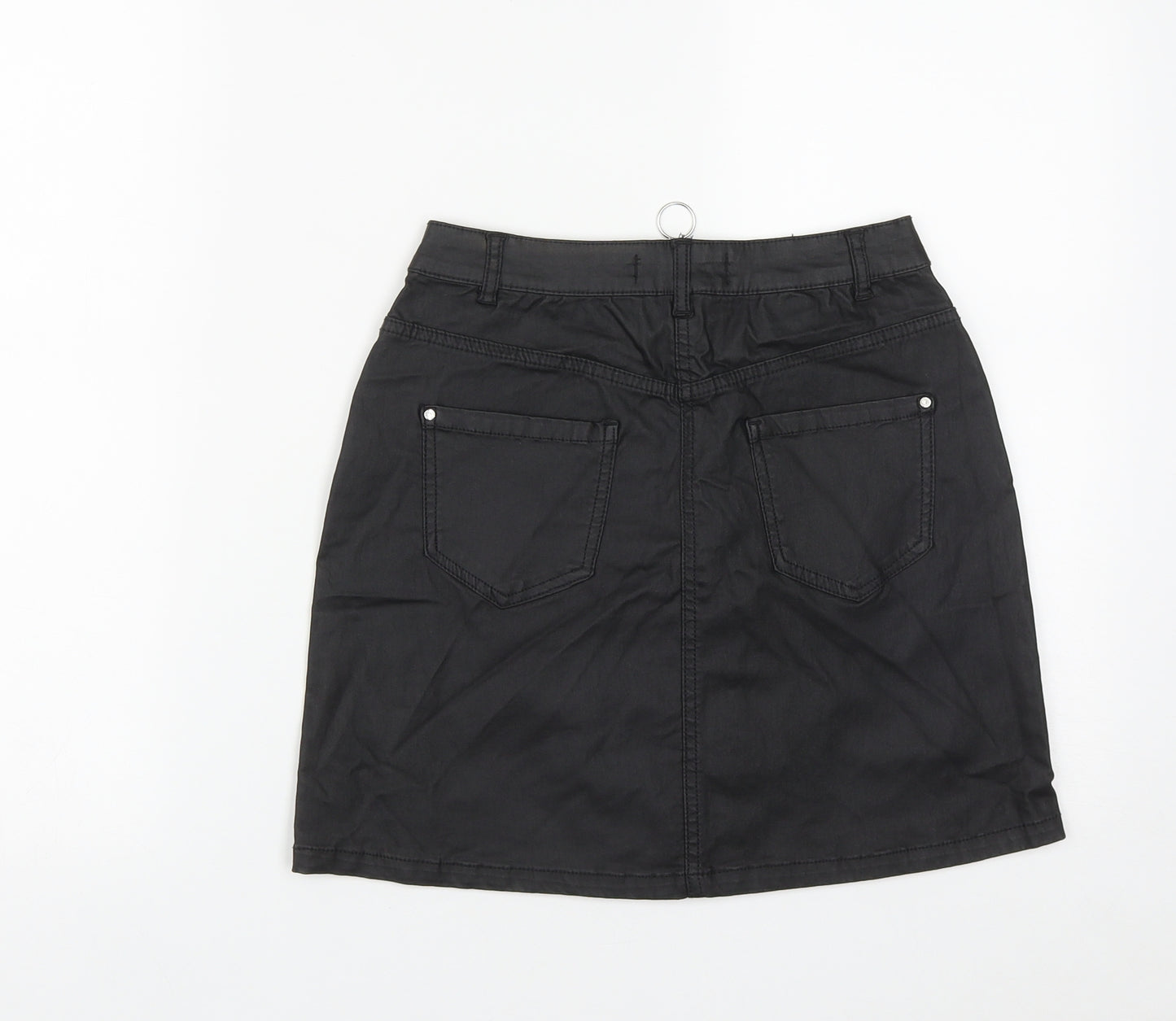Primark Womens Black  Polyamide A-Line Skirt Size 6   Zip