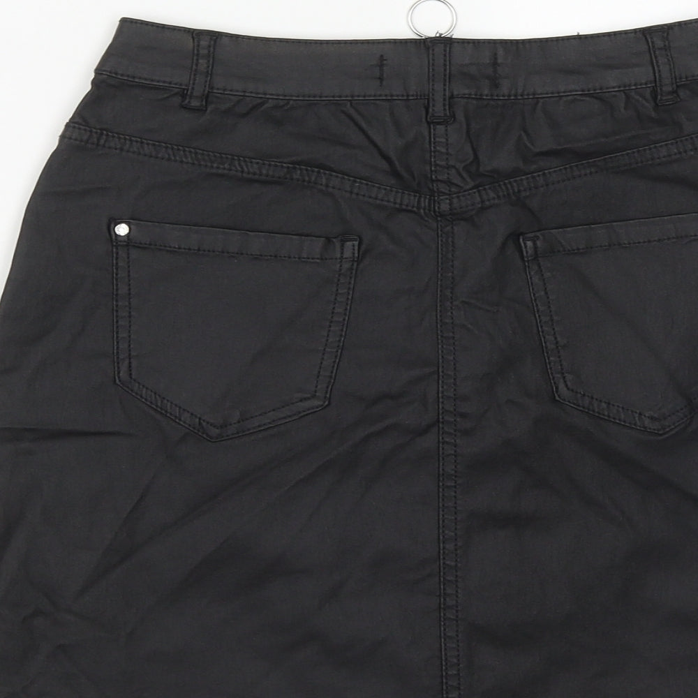 Primark Womens Black  Polyamide A-Line Skirt Size 6   Zip