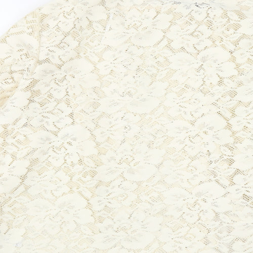 TU Womens White V-Neck Geometric Polyester Cardigan Jumper Size 22