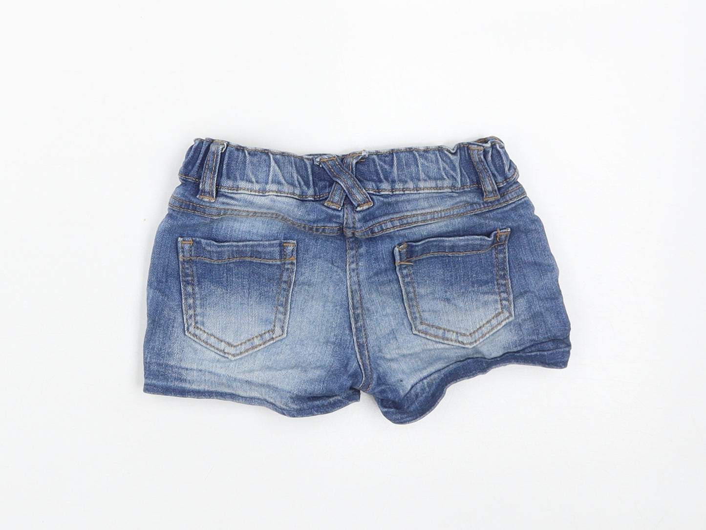 F&F Girls Blue Floral Cotton Hot Pants Shorts Size 2-3 Years  Regular Buckle