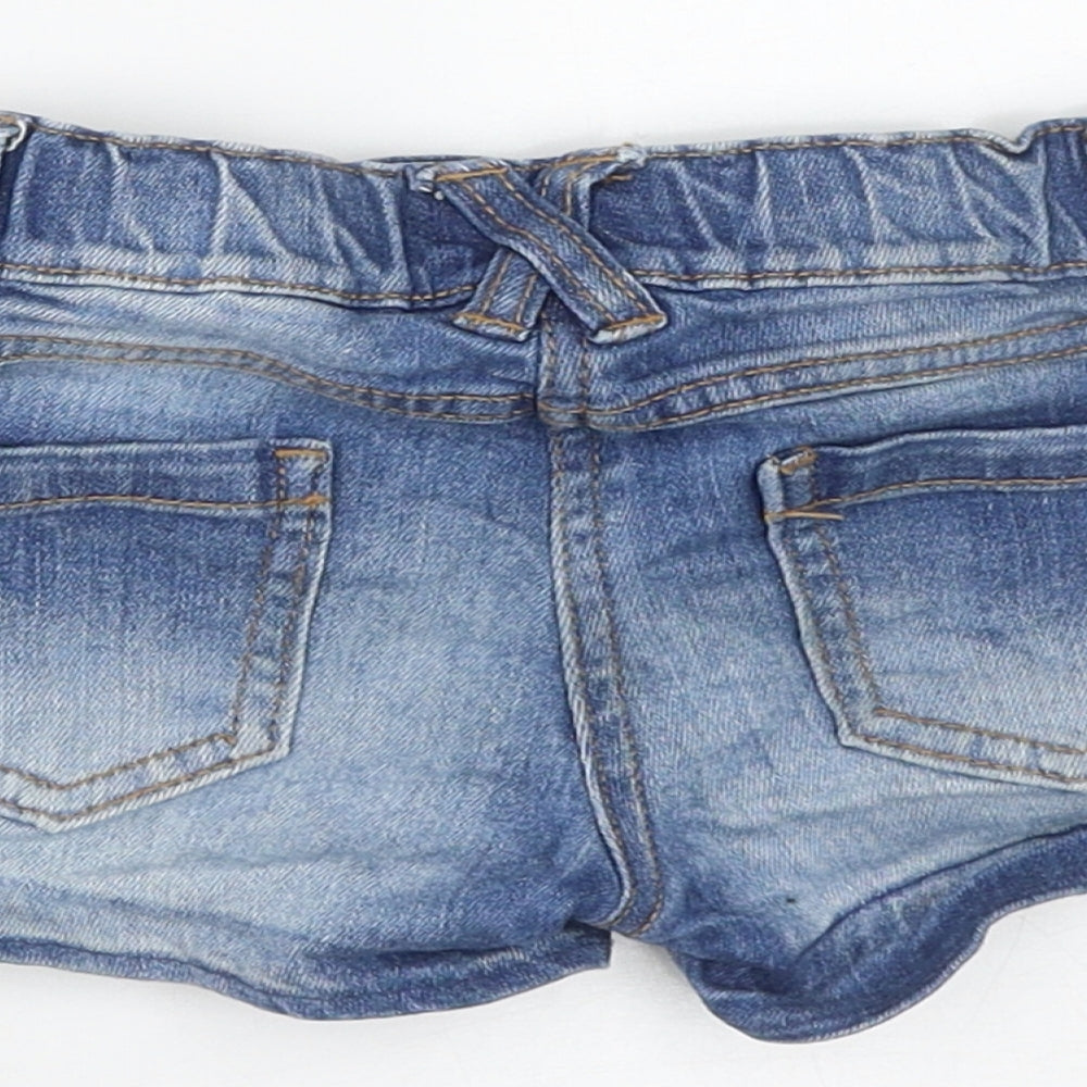 F&F Girls Blue Floral Cotton Hot Pants Shorts Size 2-3 Years  Regular Buckle
