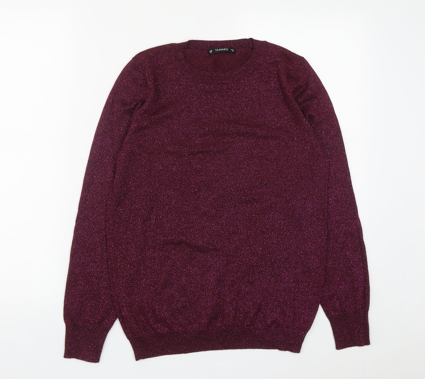 Dunnes Womens Purple Round Neck  Acrylic Pullover Jumper Size M