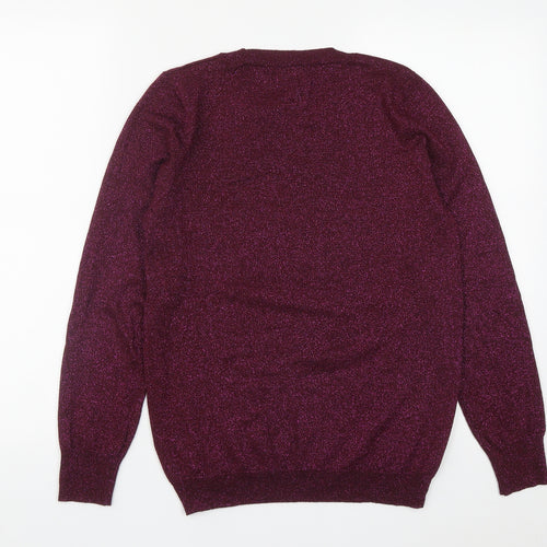 Dunnes Womens Purple Round Neck  Acrylic Pullover Jumper Size M