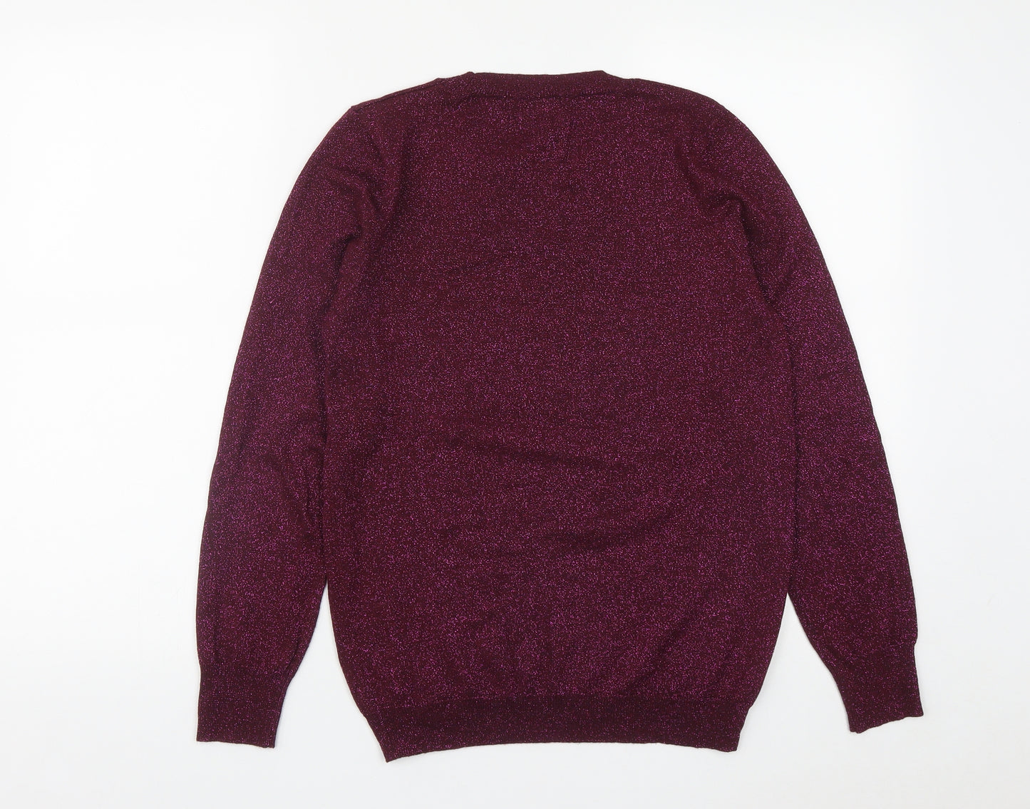 Dunnes Womens Purple Round Neck  Acrylic Pullover Jumper Size M