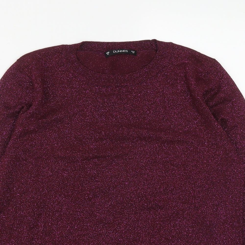 Dunnes Womens Purple Round Neck  Acrylic Pullover Jumper Size M
