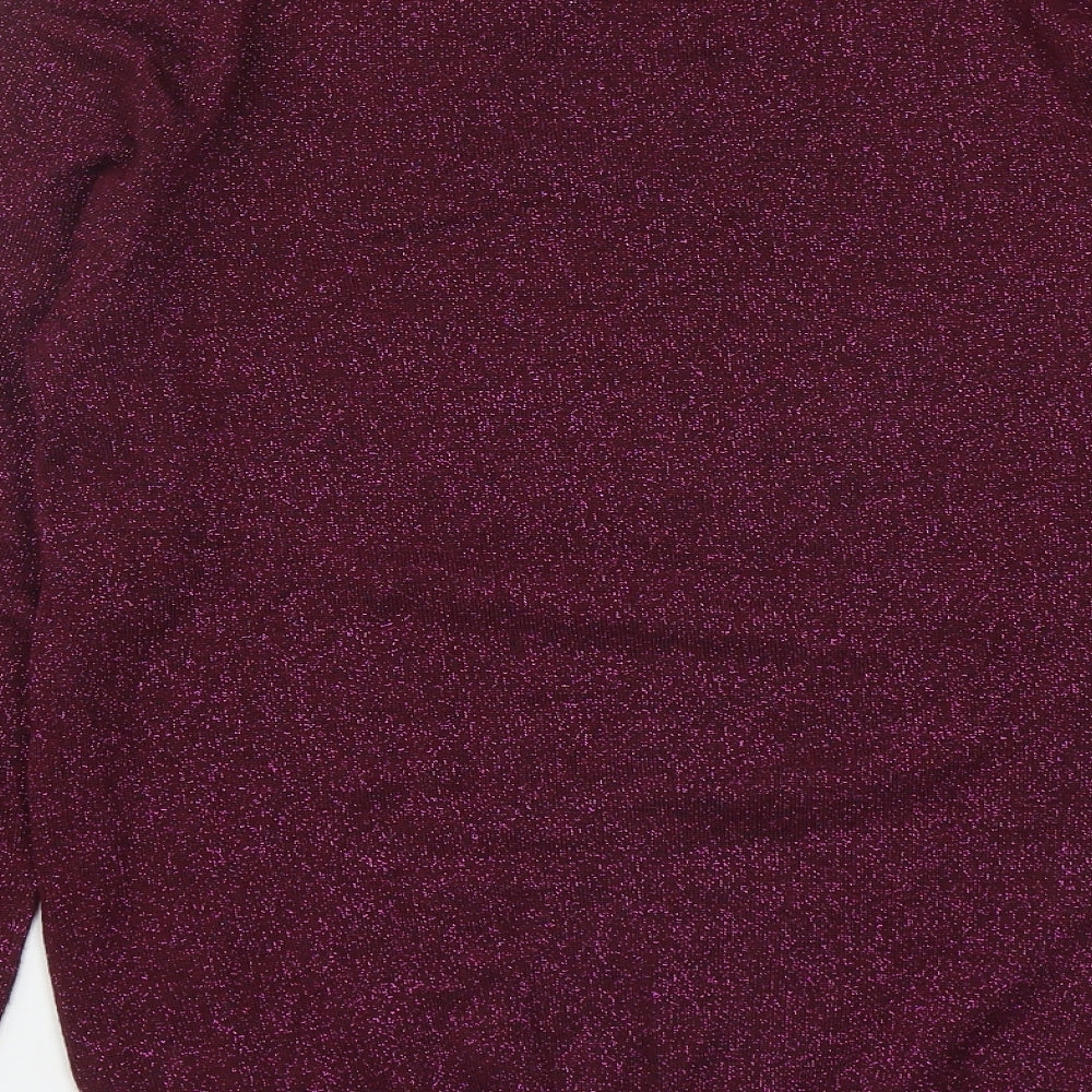 Dunnes Womens Purple Round Neck  Acrylic Pullover Jumper Size M