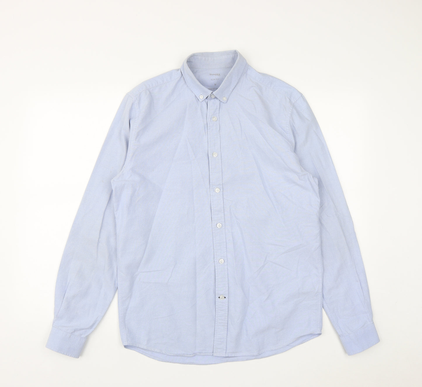 Dunnes Mens Blue  Cotton  Button-Up Size M Collared Button