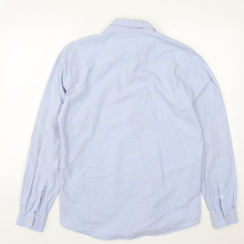 Dunnes Mens Blue  Cotton  Button-Up Size M Collared Button