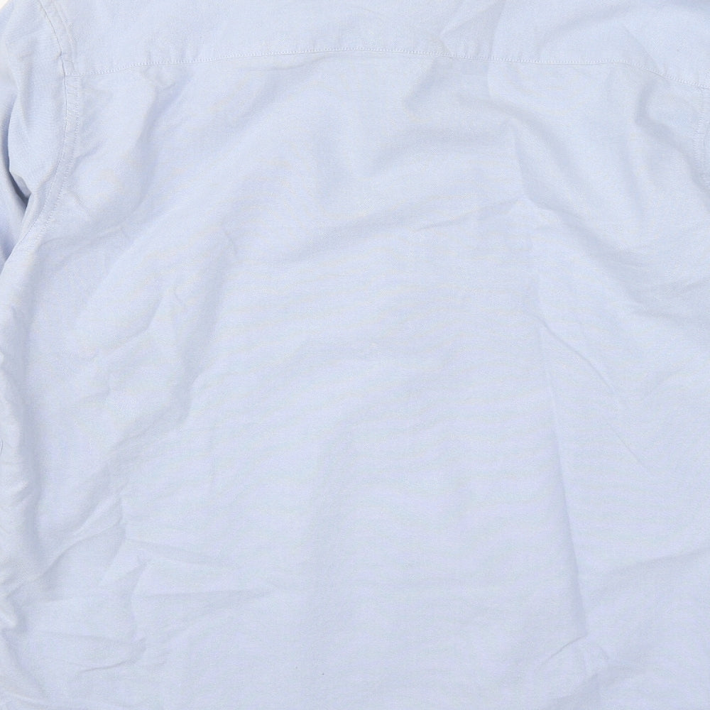 Dunnes Mens Blue  Cotton  Button-Up Size M Collared Button