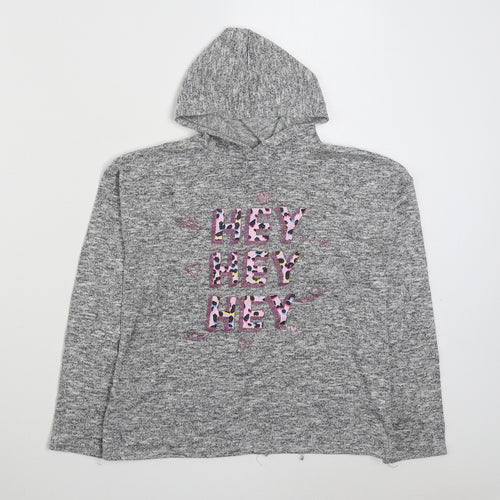 Matalan Girls Grey  Polyester Pullover Hoodie Size 11 Years  Pullover