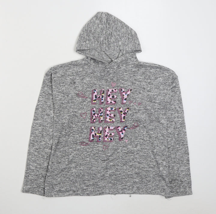 Matalan Girls Grey  Polyester Pullover Hoodie Size 11 Years  Pullover