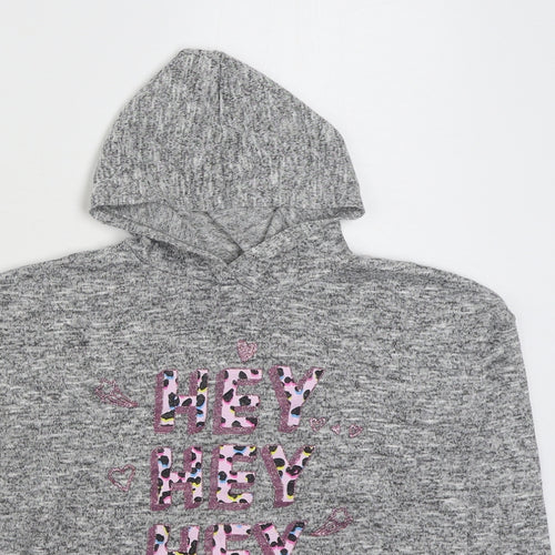 Matalan Girls Grey  Polyester Pullover Hoodie Size 11 Years  Pullover