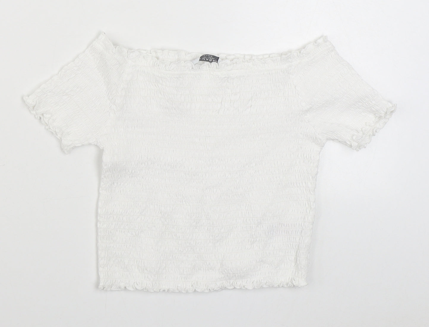 Primark Girls White  Cotton Basic T-Shirt Size 10-11 Years Off the Shoulder Pullover