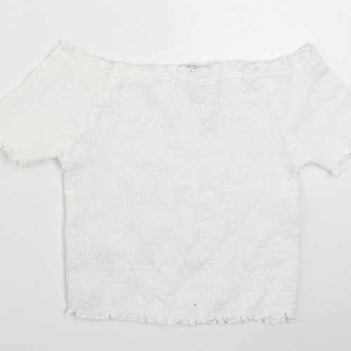Primark Girls White  Cotton Basic T-Shirt Size 10-11 Years Off the Shoulder Pullover