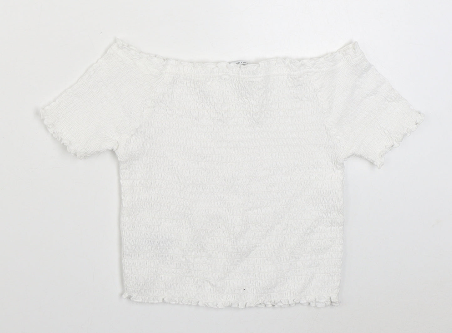 Primark Girls White  Cotton Basic T-Shirt Size 10-11 Years Off the Shoulder Pullover